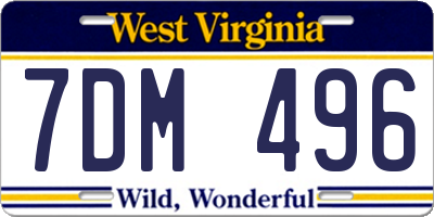 WV license plate 7DM496