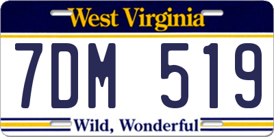WV license plate 7DM519