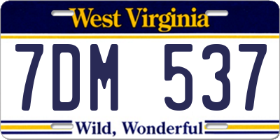 WV license plate 7DM537