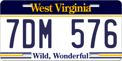 WV license plate 7DM576