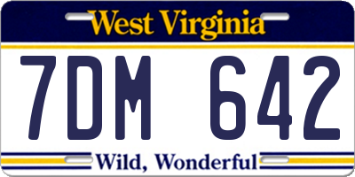 WV license plate 7DM642