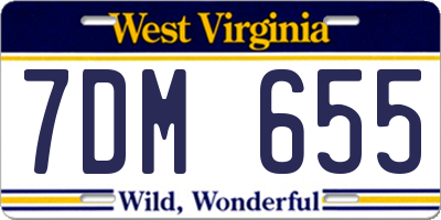 WV license plate 7DM655