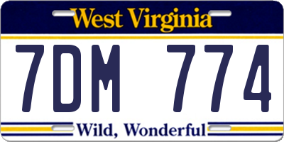 WV license plate 7DM774