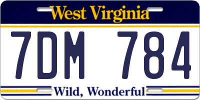 WV license plate 7DM784