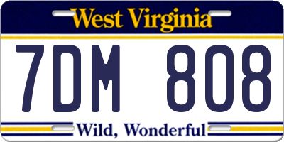 WV license plate 7DM808