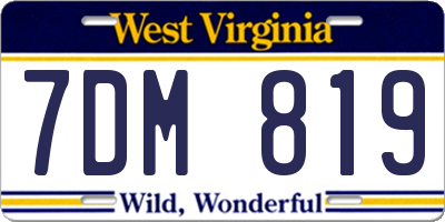 WV license plate 7DM819