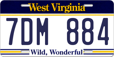 WV license plate 7DM884