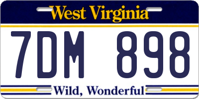 WV license plate 7DM898