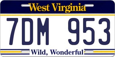 WV license plate 7DM953