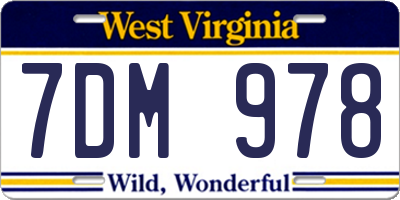 WV license plate 7DM978