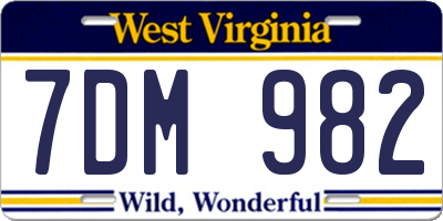 WV license plate 7DM982