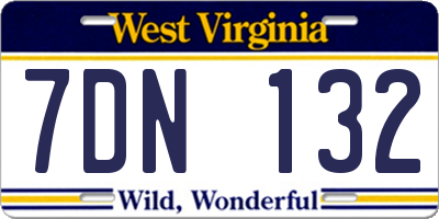 WV license plate 7DN132