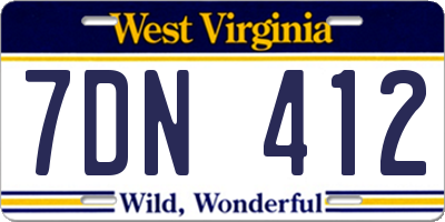 WV license plate 7DN412