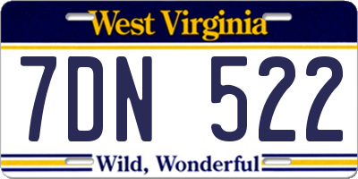 WV license plate 7DN522