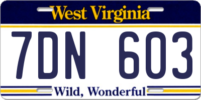 WV license plate 7DN603