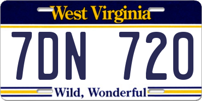WV license plate 7DN720