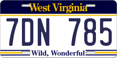 WV license plate 7DN785