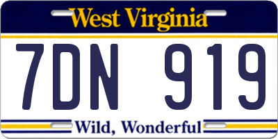 WV license plate 7DN919