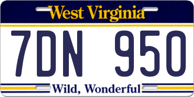 WV license plate 7DN950