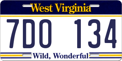 WV license plate 7DO134