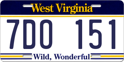 WV license plate 7DO151
