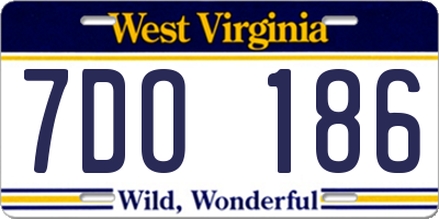 WV license plate 7DO186