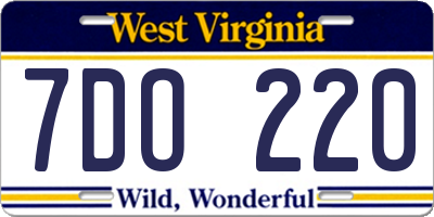 WV license plate 7DO220