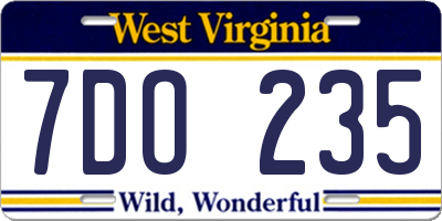 WV license plate 7DO235