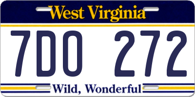 WV license plate 7DO272
