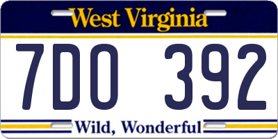 WV license plate 7DO392