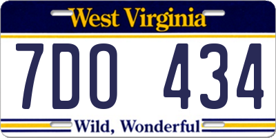 WV license plate 7DO434