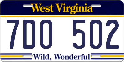 WV license plate 7DO502
