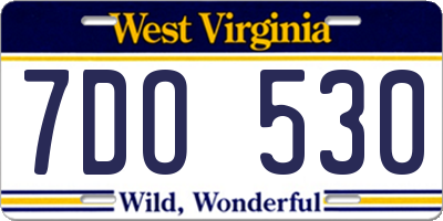WV license plate 7DO530