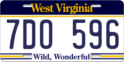 WV license plate 7DO596