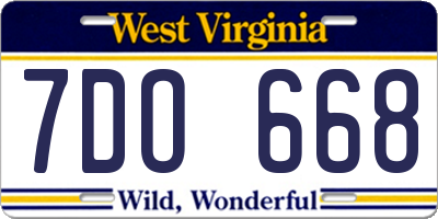 WV license plate 7DO668