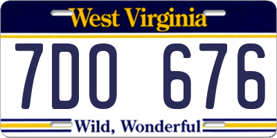 WV license plate 7DO676