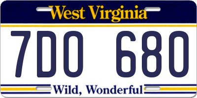 WV license plate 7DO680