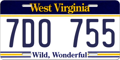 WV license plate 7DO755