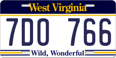 WV license plate 7DO766