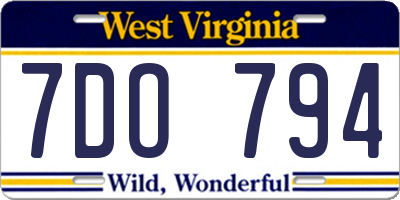 WV license plate 7DO794