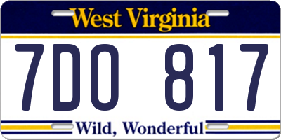 WV license plate 7DO817