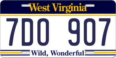 WV license plate 7DO907