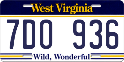 WV license plate 7DO936