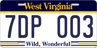 WV license plate 7DP003