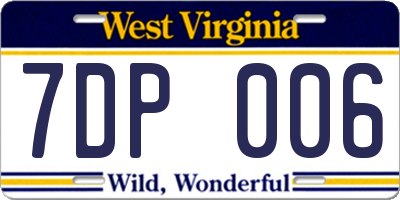 WV license plate 7DP006