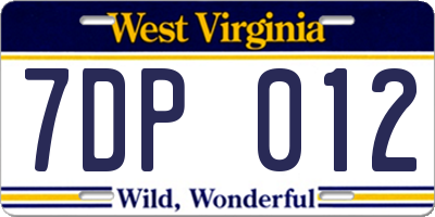 WV license plate 7DP012