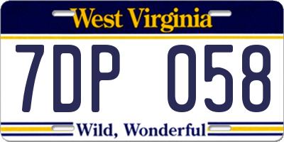 WV license plate 7DP058