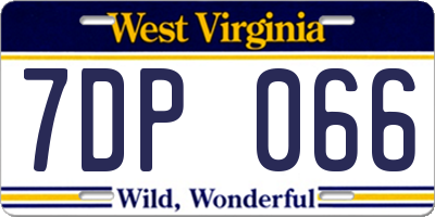 WV license plate 7DP066