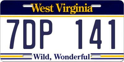 WV license plate 7DP141