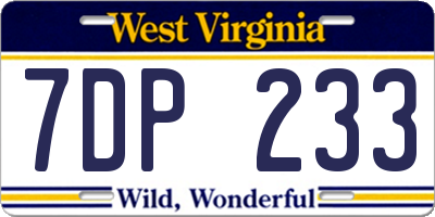 WV license plate 7DP233